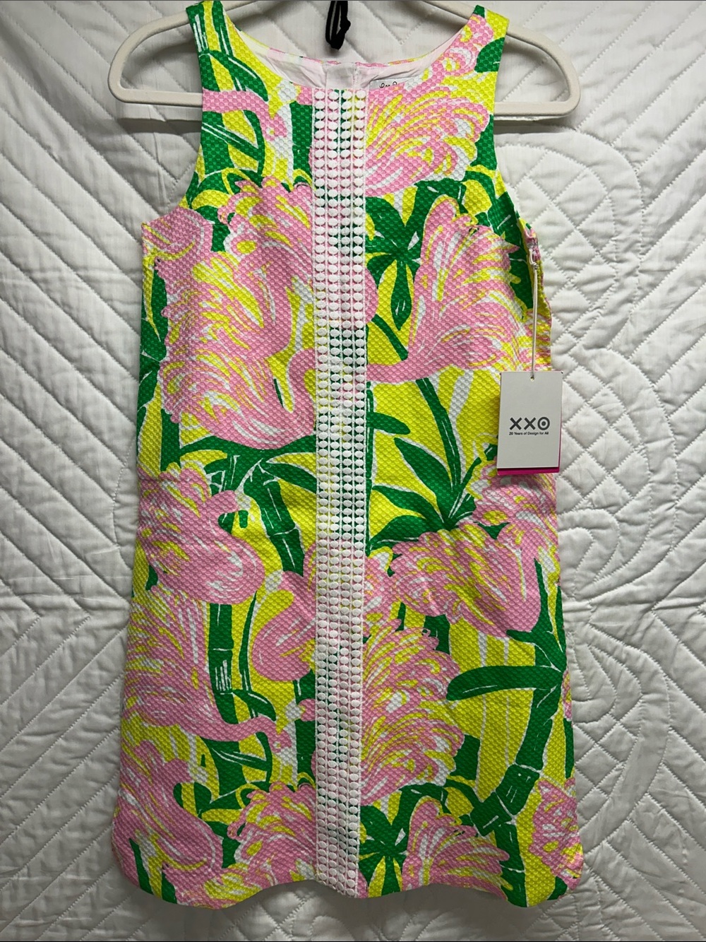Lilly Pulitzer Girls Yellow Green Pink Floral Shift Dress
